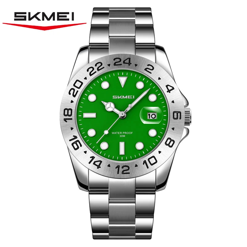 SKMEI 9415 Fashion Quartz Wristwatch Men Women Business Stainless Steel Watch Fashion Timer 3 Bar Waterproof Sports Clock