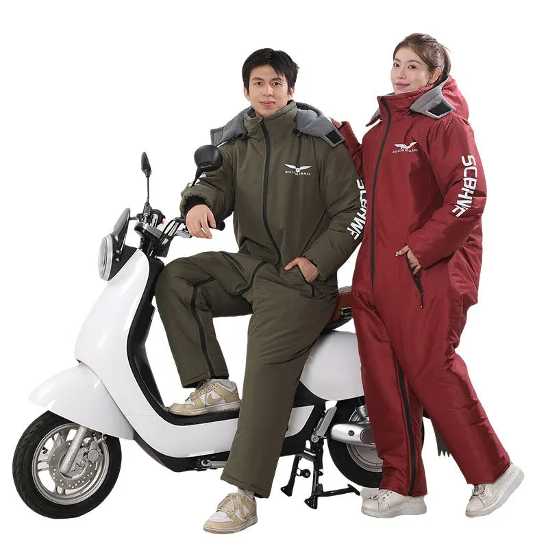 Traje Impermeable y Cortavientos para Motociclismo de Invierno, Todo en Uno, Ropa Cálida y Gruesa de Felpa, Ropa a Prueba de Frío, Trajes de Esquí