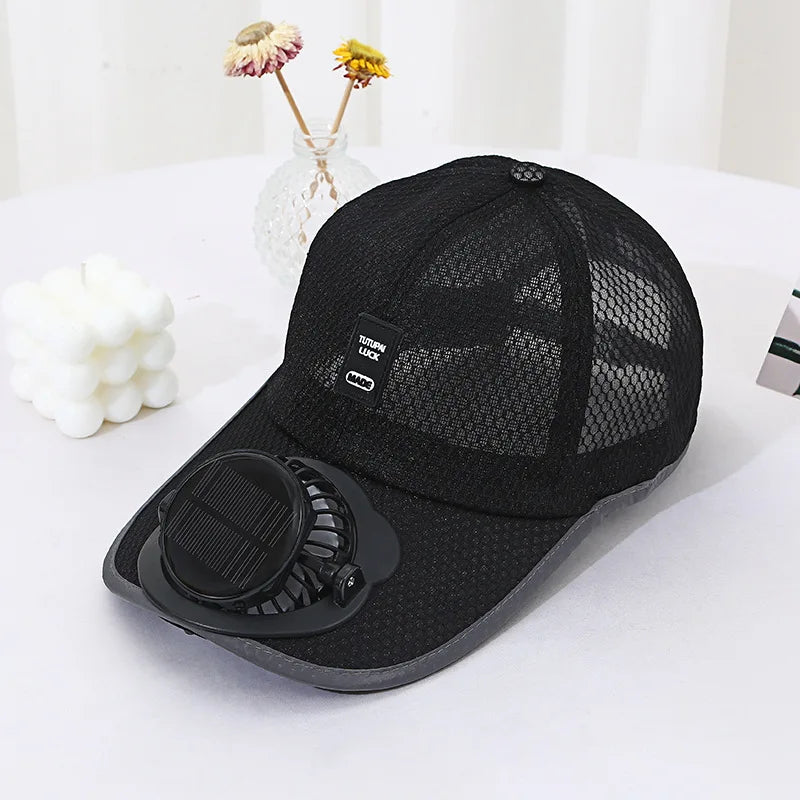Gorra de béisbol con ventilador solar recargable por USB, gorra de malla con protección solar para verano, ideal para pesca, camping y deportes al aire libre