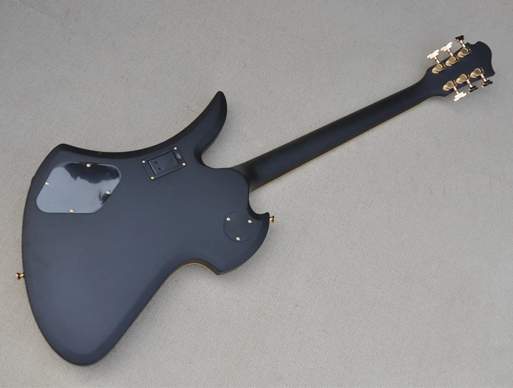 Guitarra Eléctrica Flyoung Negra Mate con Puente Fijo, Herrajes Dorados, Oferta Personalizable