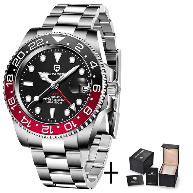 Nuevo reloj mecánico automático para hombre Pagani Design V2 de 40 mm, reloj GMT de acero inoxidable con cristal de zafiro, reloj deportivo de marca superior para hombre