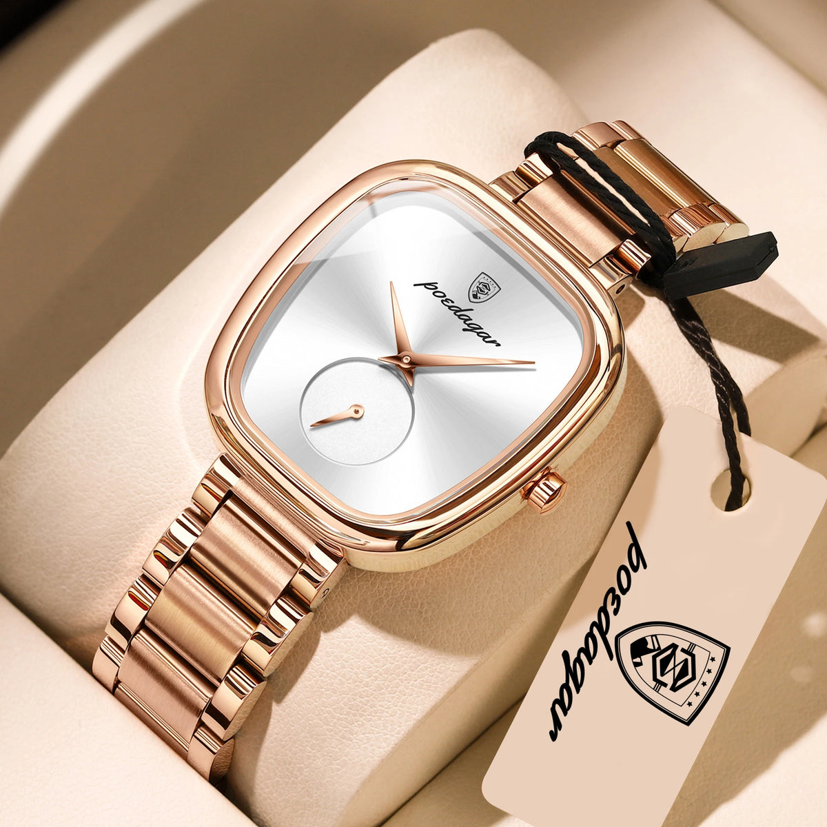 Reloj de pulsera elegante de lujo para mujer POEDAGAR, resistente al agua, de acero inoxidable, reloj de cuarzo sencillo de alta calidad para dama