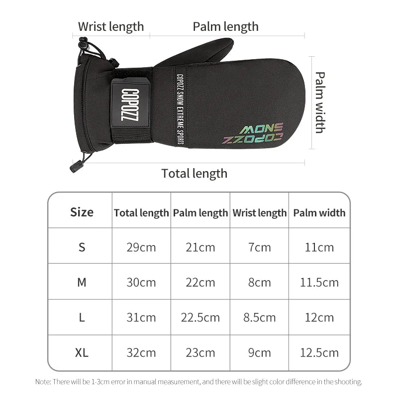 COPOZZ guantes de esquí de invierno impermeables mantener caliente Kevlar Material resistente al desgaste snowboard hombres mujeres guantes térmicos de nieve mitones