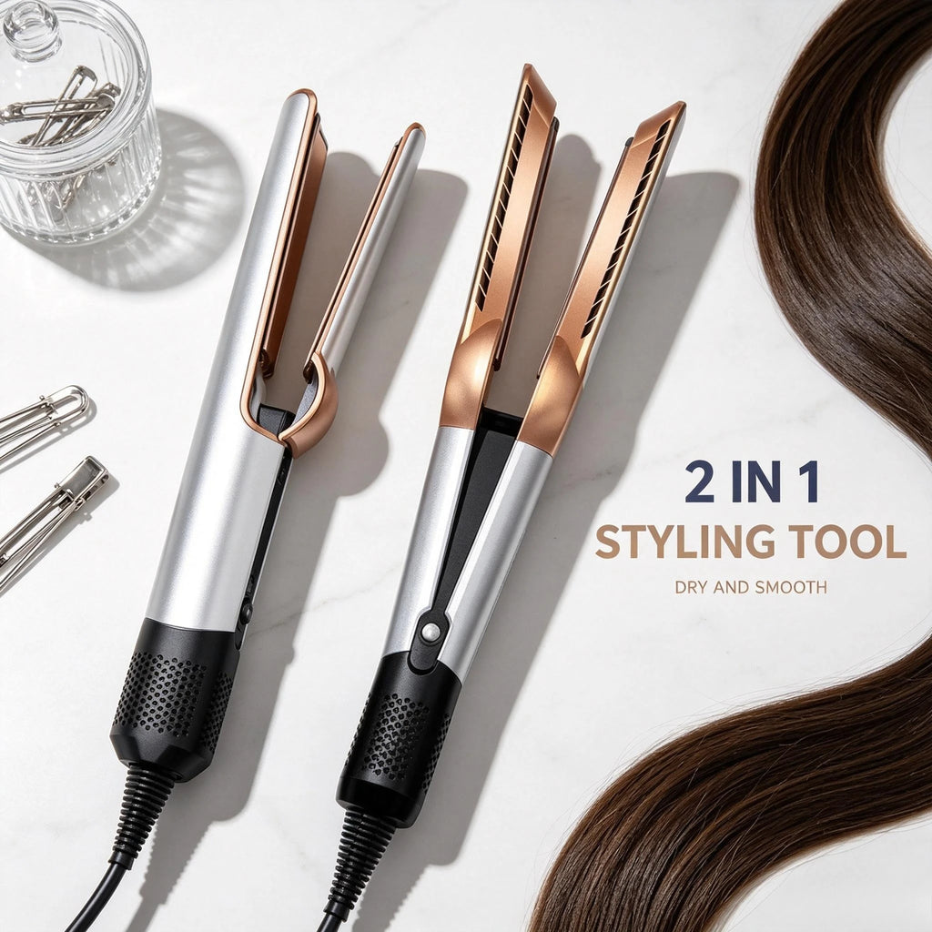 2 en 1: plancha para alisar el cabello y secador profesional, con calentamiento rápido, ideal para peinar el cabello, no daña el cabello, tanto si está húmedo como seco, herramienta para uso en salones de belleza y en cas