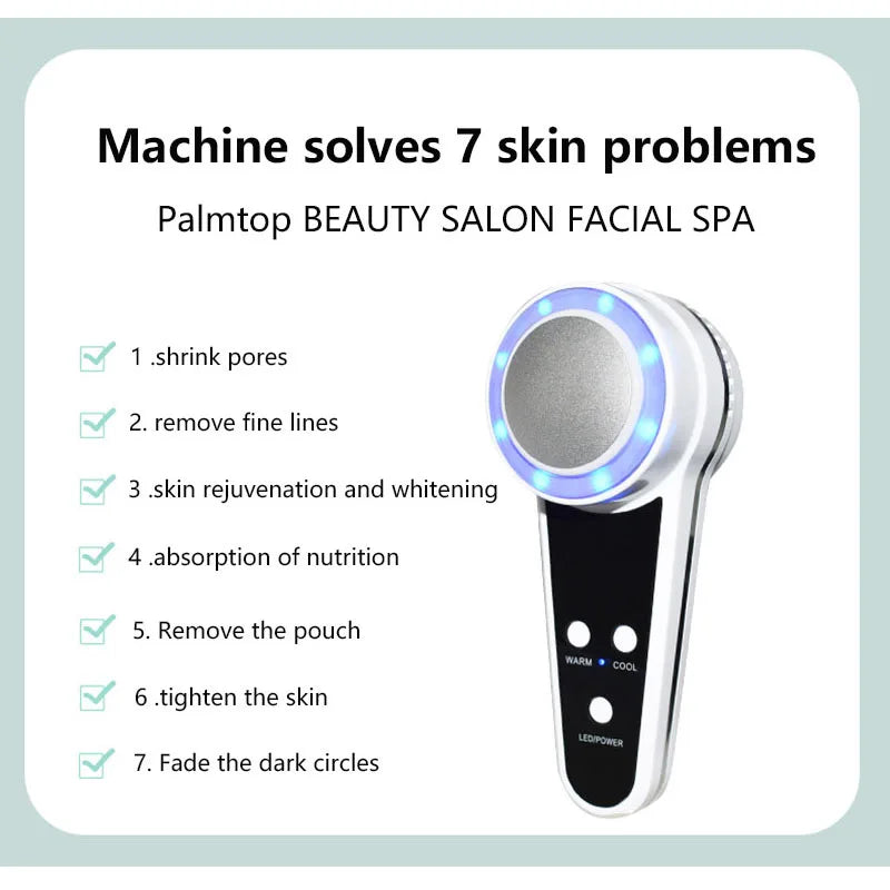 Dispositivo de crioterapia para el cuidado de la cara, martillo frío y caliente, fotón azul, tratamiento del acné, masajeador Facial, máquina de belleza para rejuvenecimiento de elevación de la piel