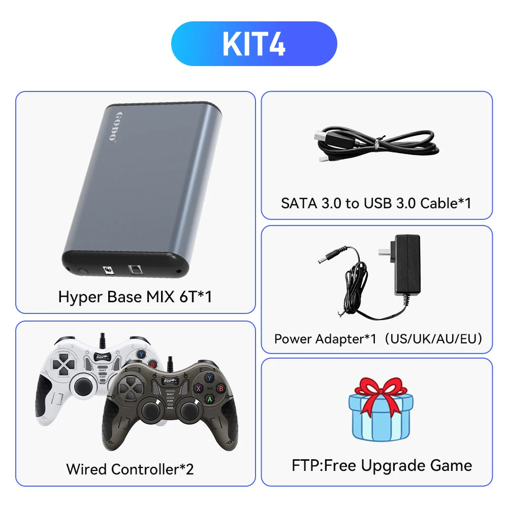 Hyper Base MIX 6T Gaming HDD Retrobat&Playnite&Launchbox para PS5/PS4/PS3/XBOX/Switch/emuladores DC 65000+AAA/3D/juegos de vídeo Retro