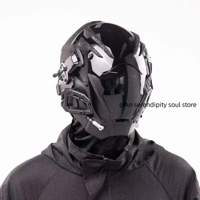 2025 Cyberpunk Máscara de cara completa Fiesta de Halloween negra Cool Tático Mecha Estilo Tecnología Sensación Máscara de cosplay para eventos