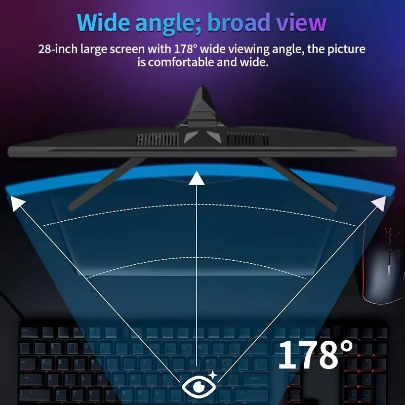 Monitor para juegos Crua GF005 de 28 pulgadas, 4K UHD, con pantalla IPS de 3840 x 2560, 60 Hz, compatible con AMD FreeSync, diseño sin bordes, tecnología para el cuidado de la vista, monitor plano para juegos, trabajo de of