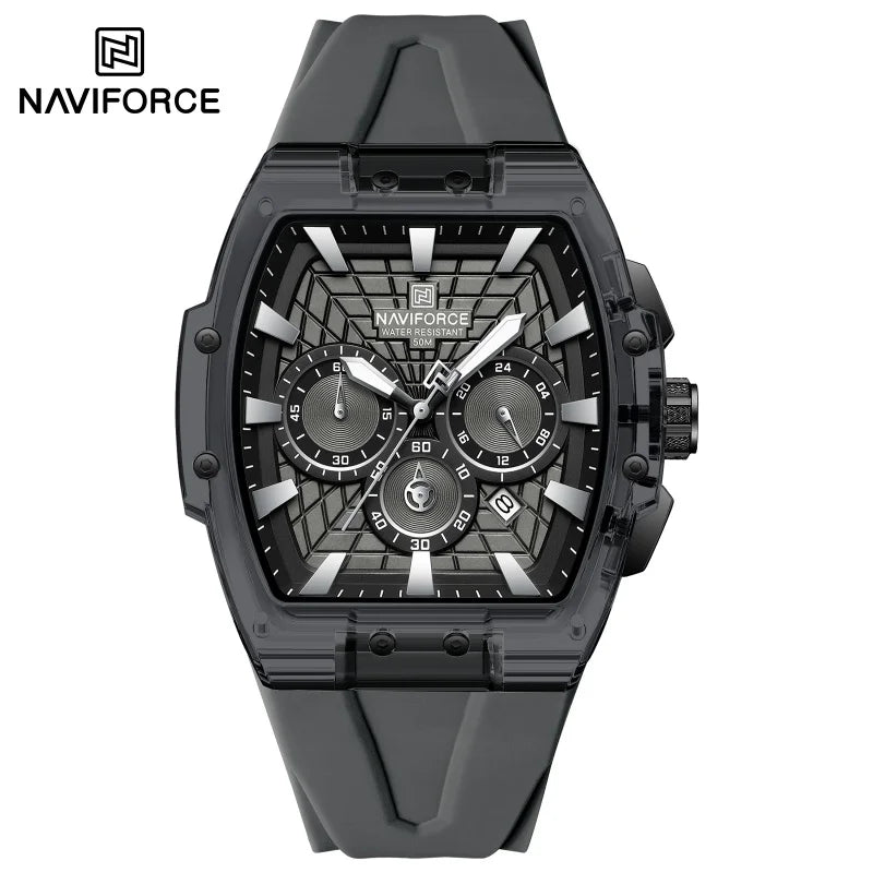 Reloj cronógrafo multifuncional para hombre NAVIFORCE NF6113, con calendario, segundero, luminoso, resistente al agua y correa de silicona