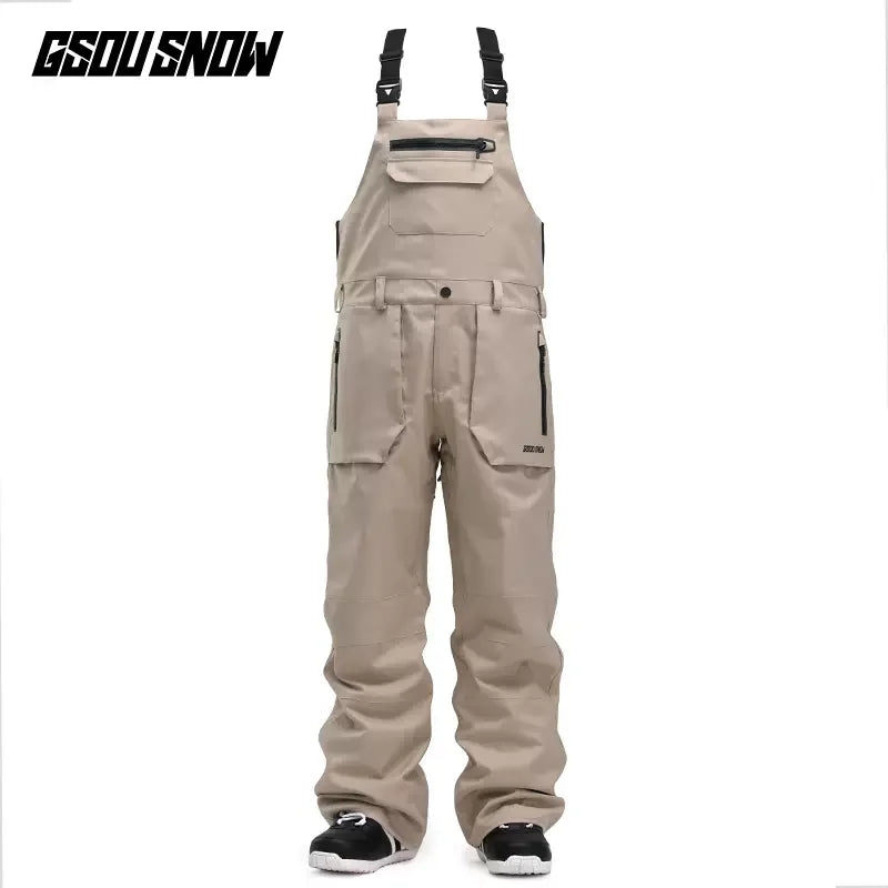 GsouSnow-traje de nieve impermeable para hombre, pantalones de esquí a prueba de viento, traje transpirable de una pieza, protección de cintura grande y Leggings