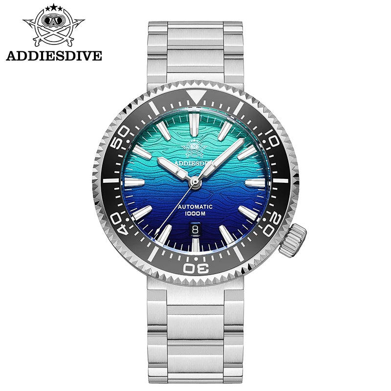 ADDIESDIVE Nuevo Reloj de Lujo para Hombre AD2526 Automático 8215, Sumergible 1000M, Cristal de Zafiro, Textura de Montaña, Acero Inoxidable, Luminoso, Reloj de Buceo
