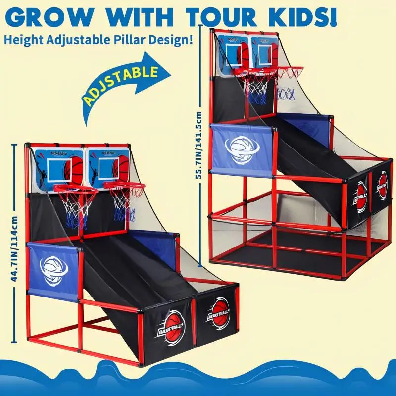 MQUDUO Juego de baloncesto arcade con pelotas y aro, juguete de competición para interiores y exteriores para niños y niñas, regalo de Navidad y Halloween