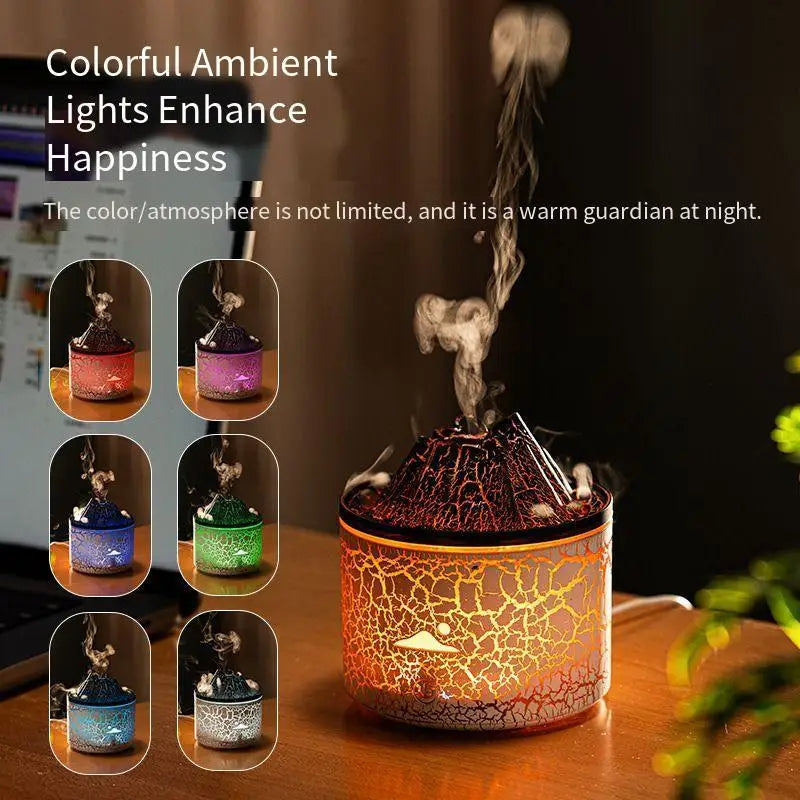 Humidificador de volcán de llama, difusor de Aroma, generador de niebla ultrasónica, nebulizador LED de aceite esencial, difusor de medusas de fuego, fragancia para el hogar