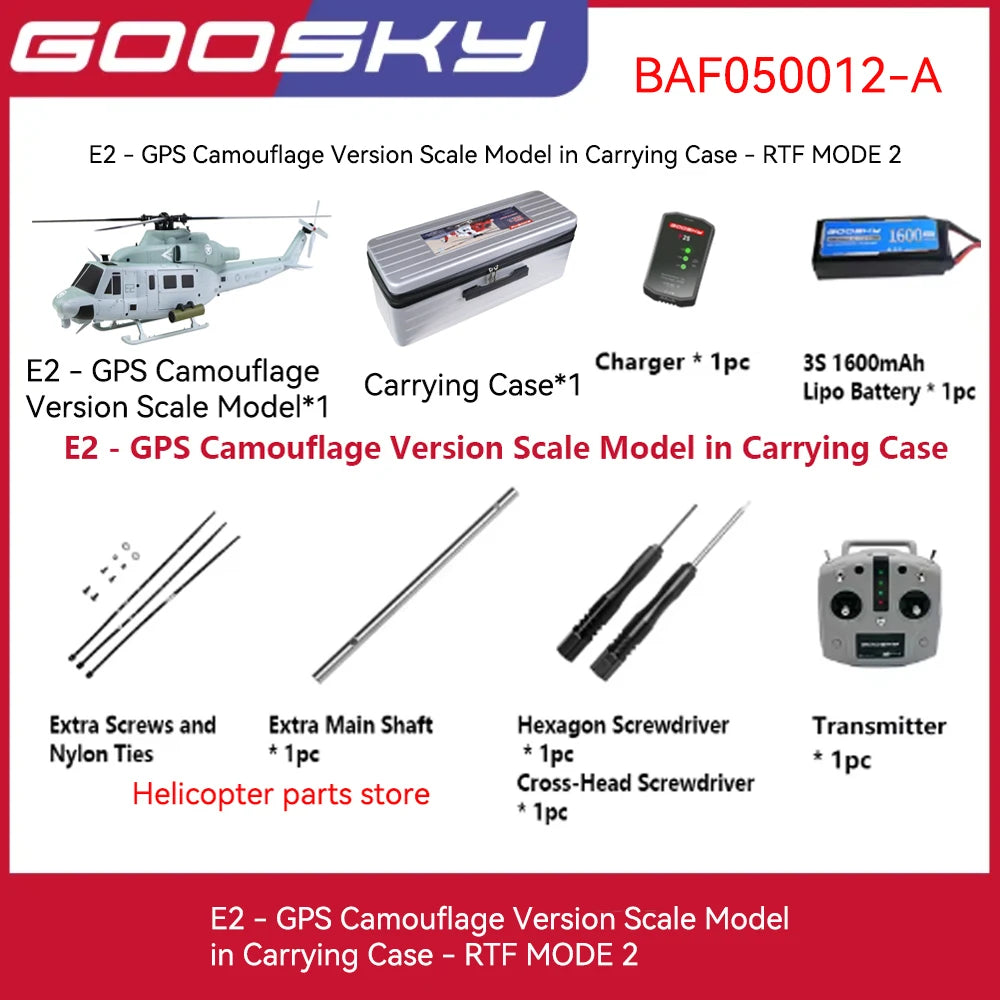 Helicóptero RC GOOSKY E2 GPS Edición Militar, Modelo a Escala, Apariencia Realista, Posicionamiento GPS, Perfecto para Entusiastas del Vuelo RC