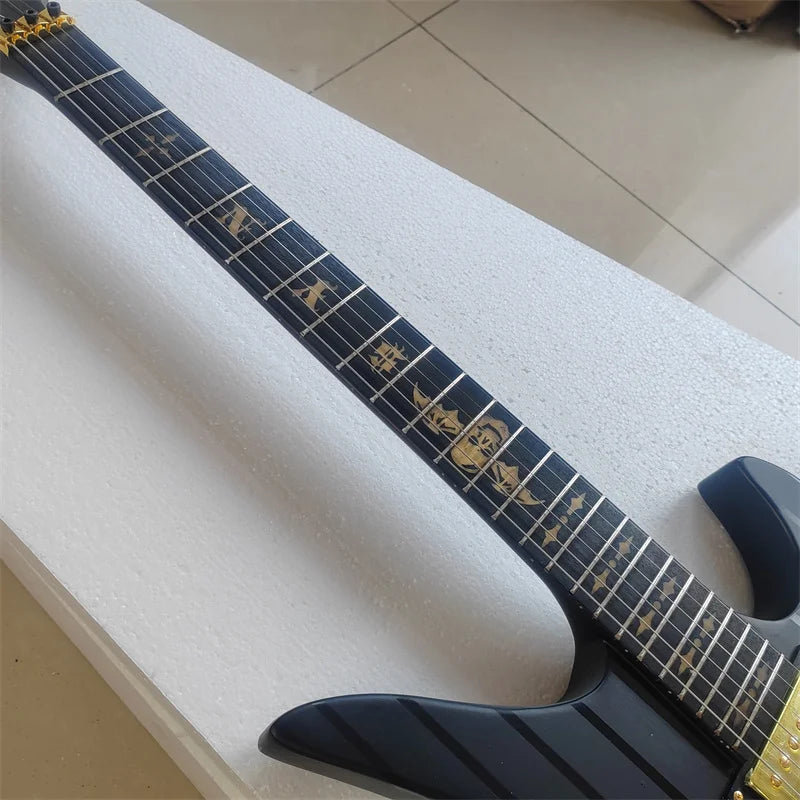 Guitarra Eléctrica de 6 Cuerdas Hecha a Mano con Acabado Mate y Diseño de Rayas Único para Guitarristas
