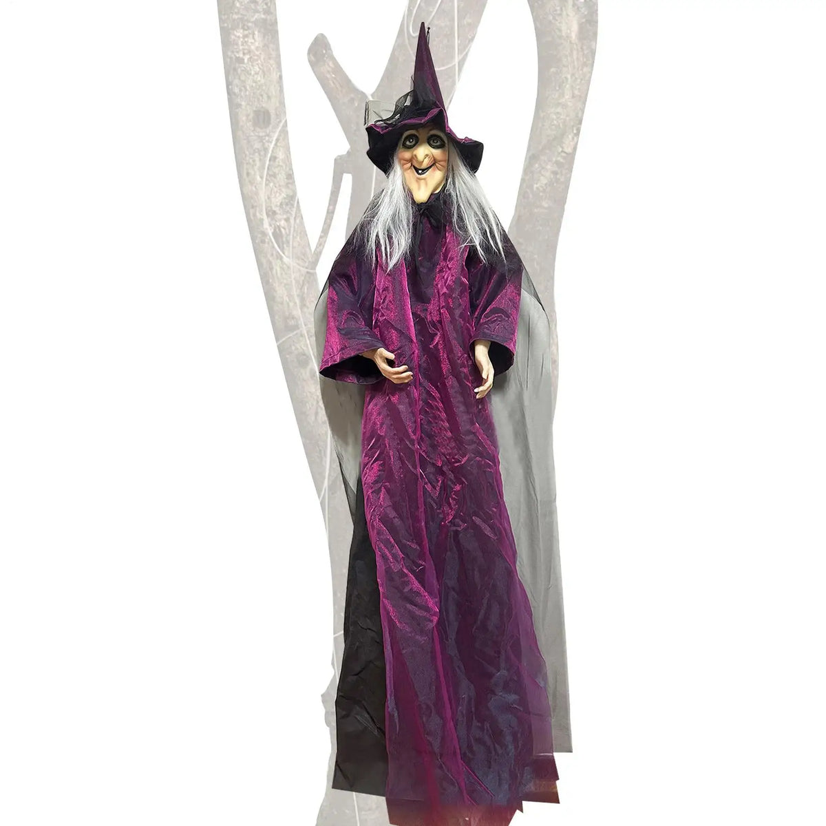 Accesorios de Halloween con luces y sonido activados, brujas colgantes, fantasmas, decoraciones espeluznantes para casas encantadas, bares, habitaciones secretas, jardines, patios y fiestas al aire libre.