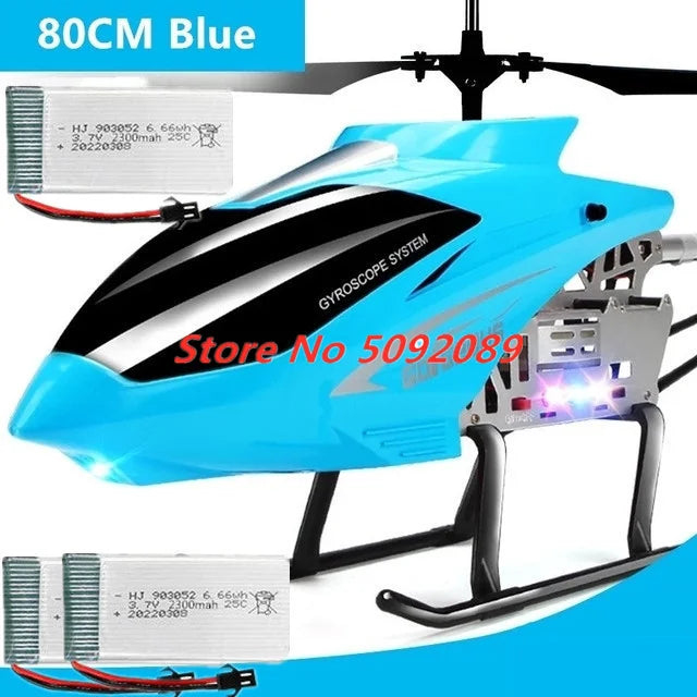 2,4G 6 ejes Flybarless doble hélice Flexible Anti-choque RC helicóptero 85CM 150M aleación avión UAV con 3 uds batería de juguete
