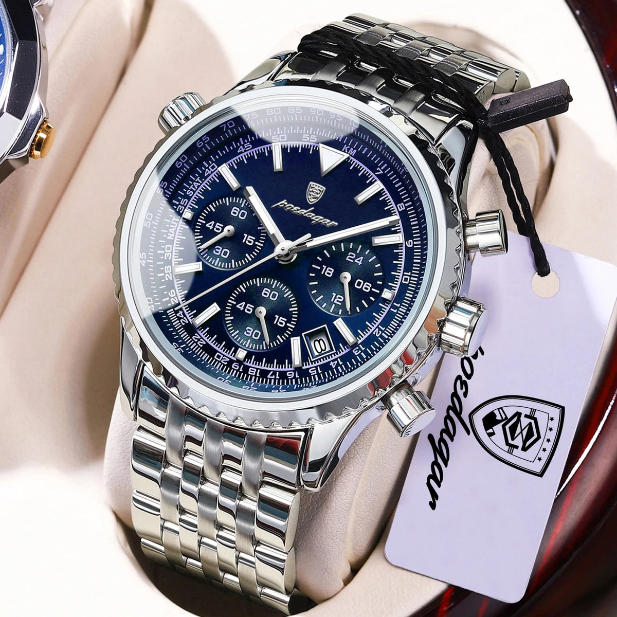 Reloj de pulsera deportivo para hombre POEDAGAR, cronógrafo con fecha, reloj de acero inoxidable, reloj de cuarzo luminoso e impermeable de moda para hombre