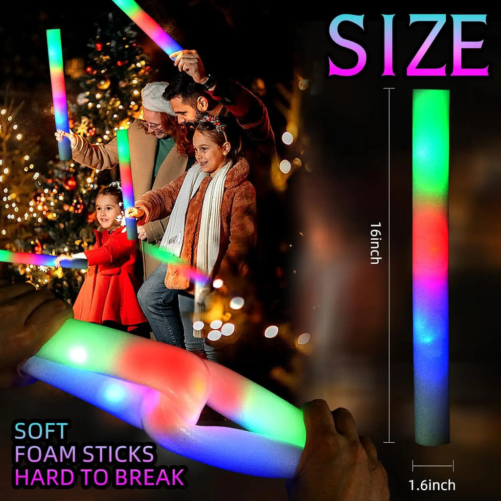 30 Uds. De barras luminosas de espuma con 3 modos, barra luminosa intermitente Led colorida que brilla en la oscuridad, suministros para fiestas para conciertos de Raves de boda