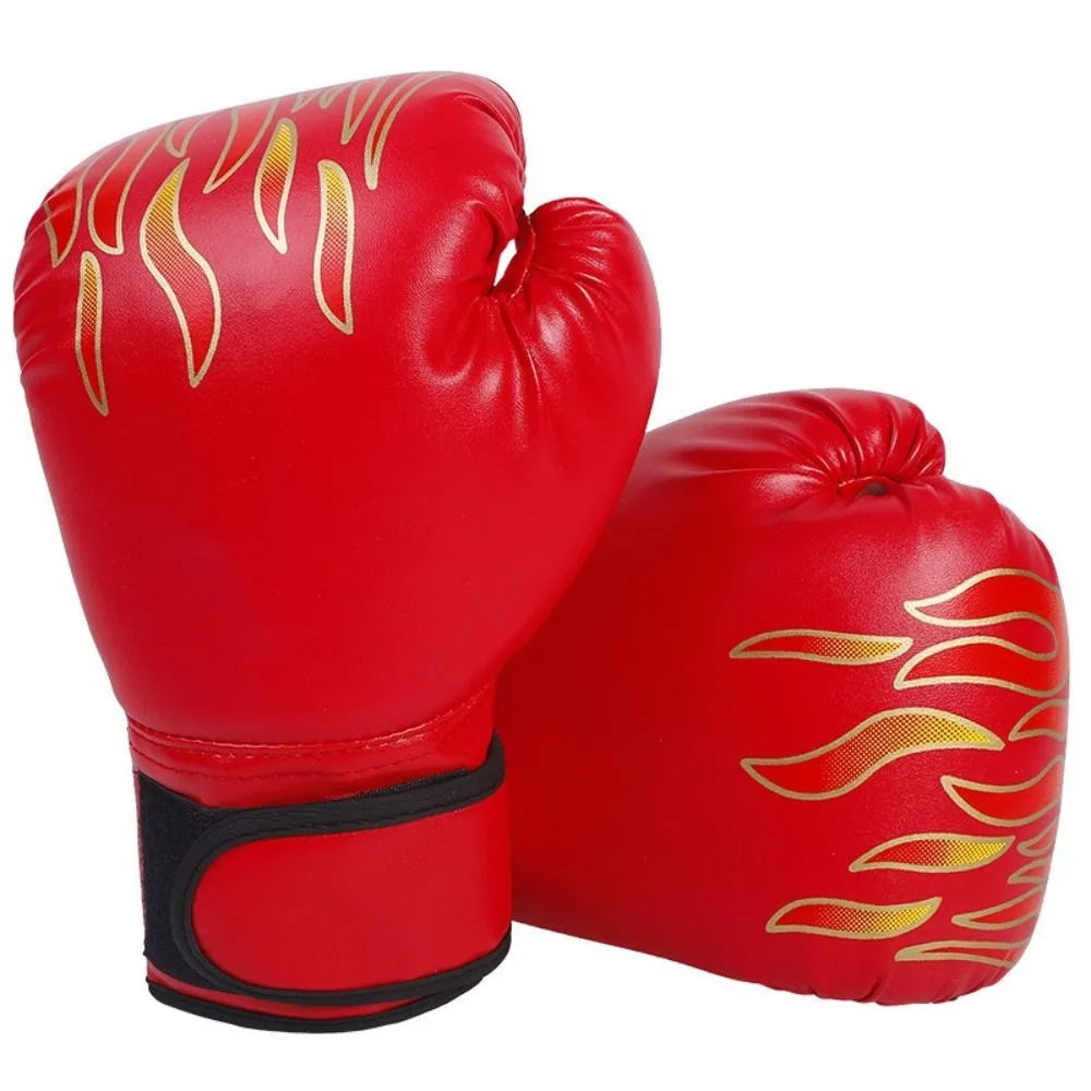 Guantes de Kickboxing Muay Thai de Cuero PU Rojo/Azul, Guantes de Sparring Transpirables Unisex para Boxeo y Deportes en Casa