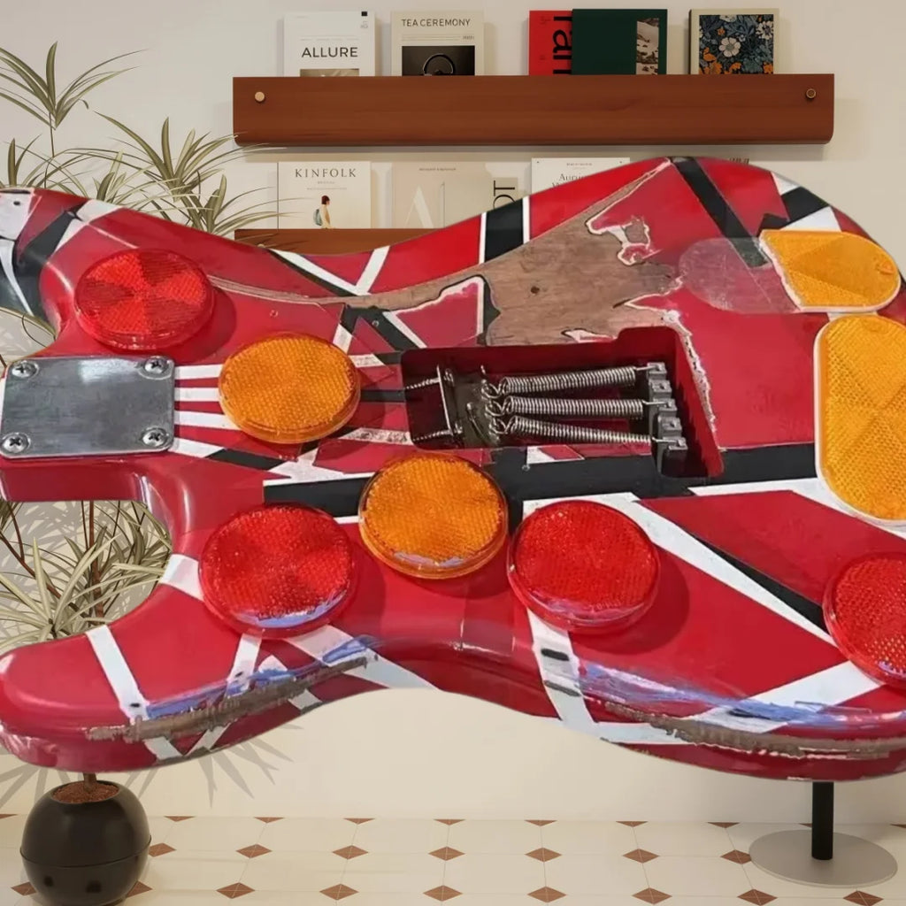 Guitarra alemana de envío inmediato, color rojo intenso, con mástil de arce de estilo retro, puente ajustable y pastillas SH. Un regalo práctico para aprender música.