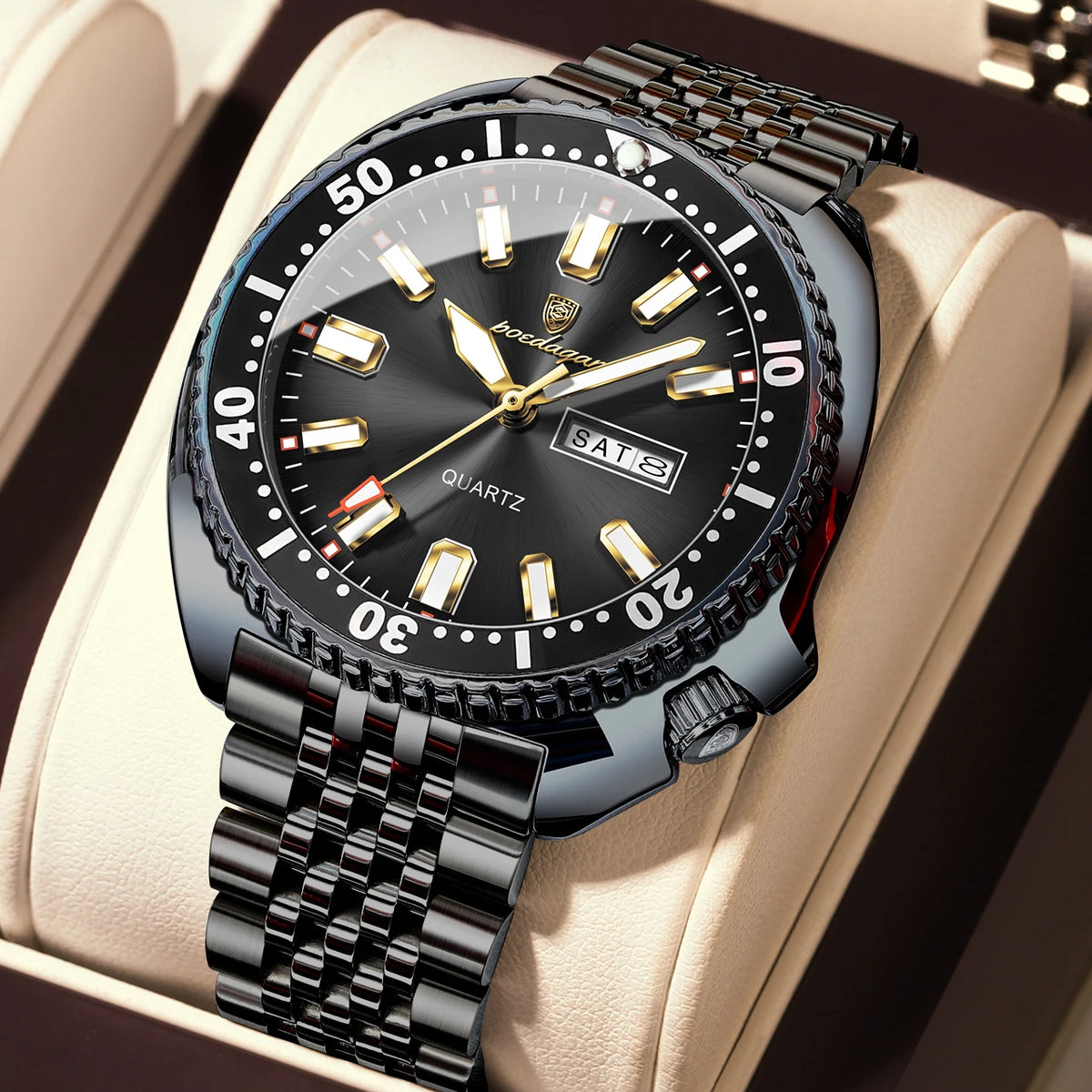 Reloj de cuarzo para hombre POEDAGAR, de lujo, para negocios, con fecha, día, resistente al agua y luminoso, reloj de pulsera deportivo de acero inoxidable
