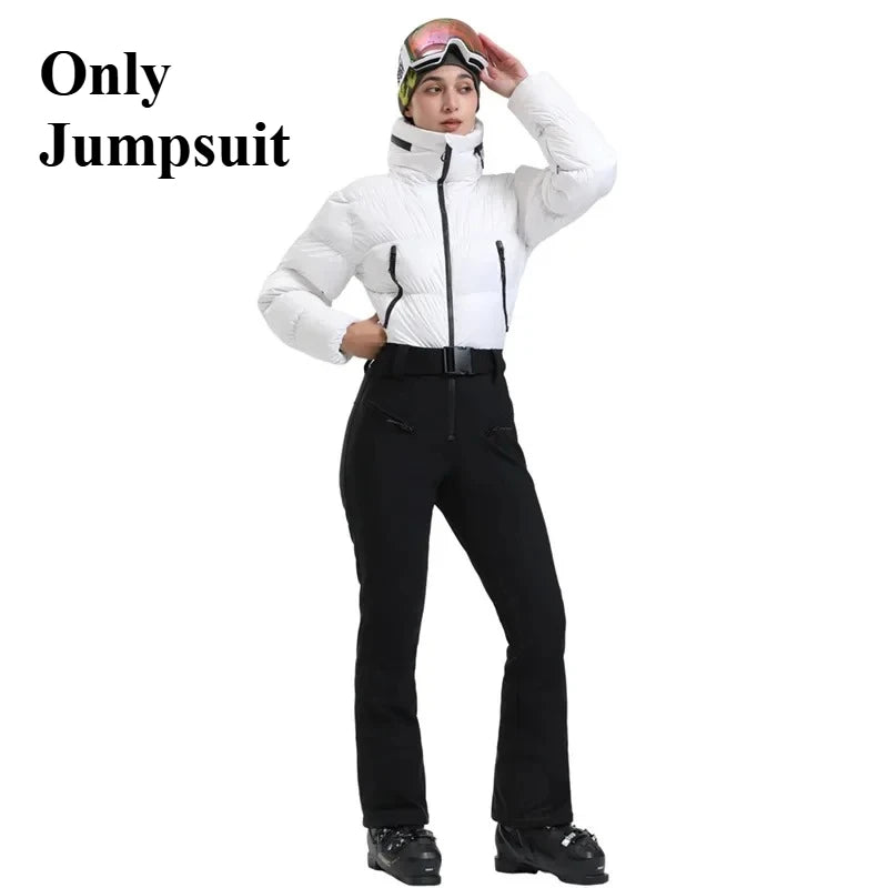 Nuevo estilo de moda, ropa de esquí para mujer, chaquetas para deportes al aire libre, ajustada, ropa de esquí de ocio de una pieza, conjuntos de trajes exquisitos clásicos
