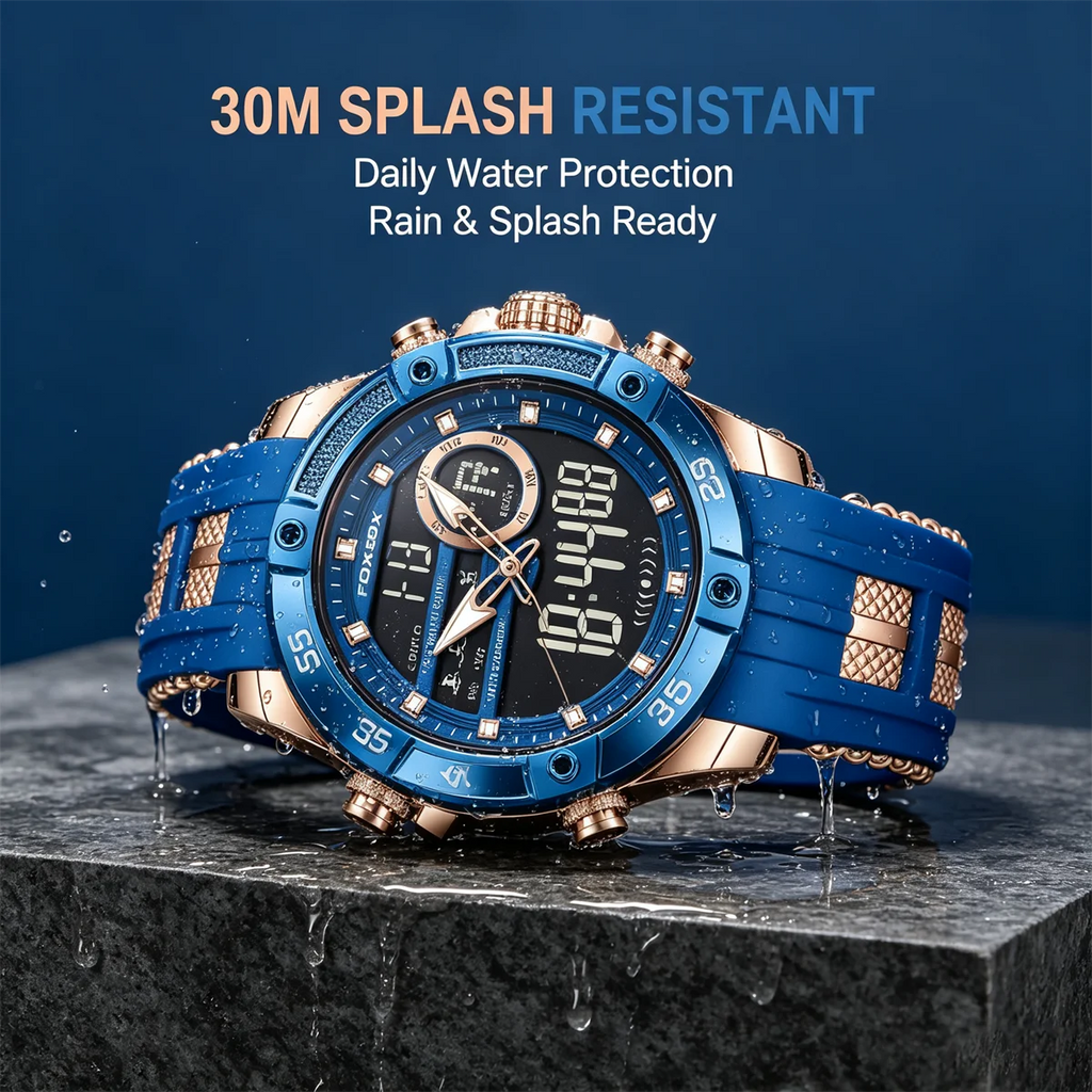 FOXBOX Reloj de lujo para hombre, relojes digitales de moda marca LIGE, regalos para hombre, relojes de pulsera de cuarzo multifuncionales e impermeables