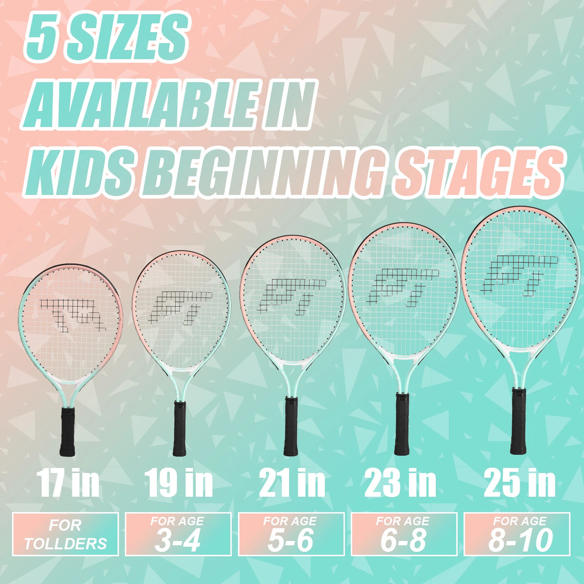AMASPORT&PickleTech Raqueta de Tenis para Niños de 17 Pulgadas, Raqueta de Tenis de Aluminio con Bolsa para Niños Pequeños, Raquetas para Jugar al Aire Libre/Interior