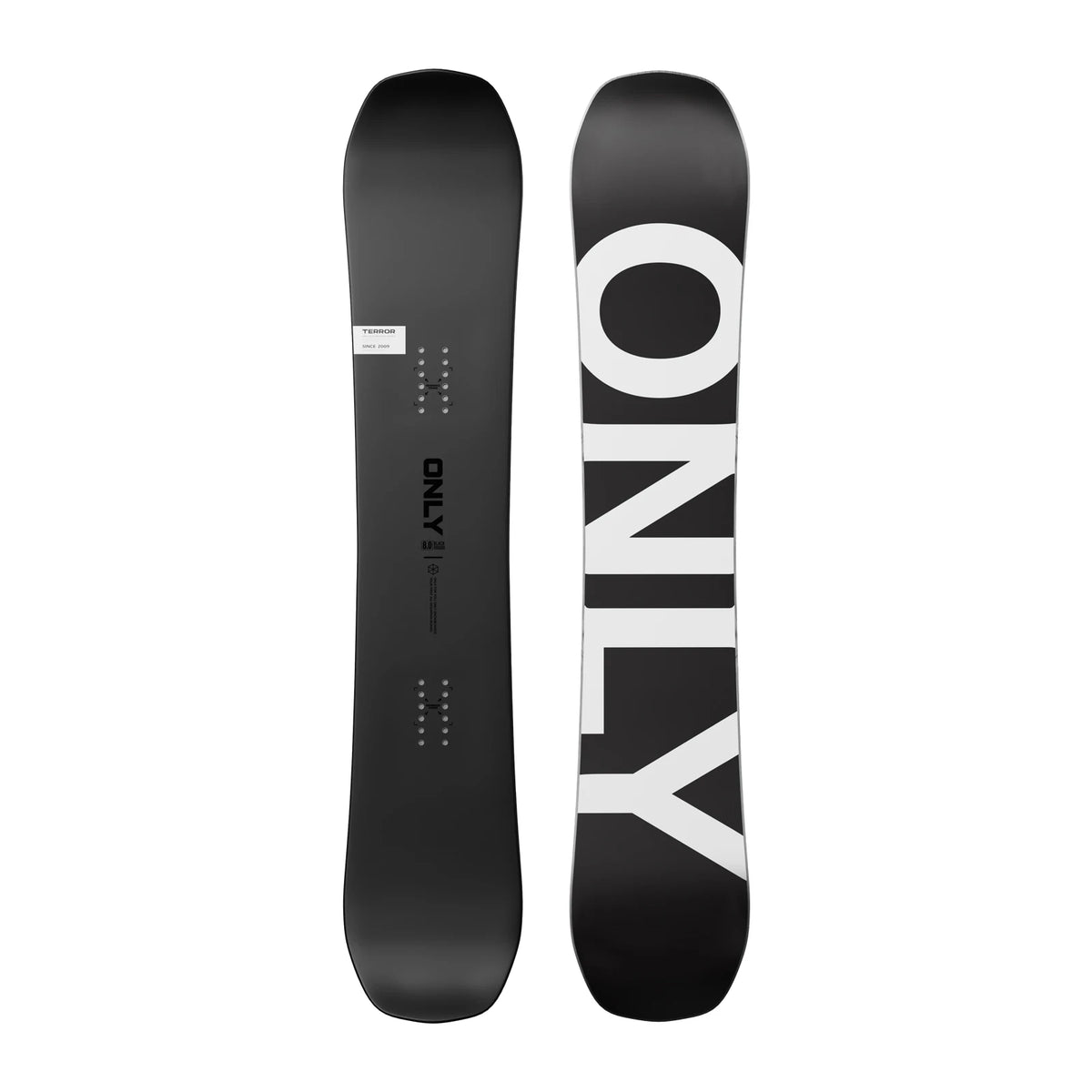 Tabla de Snowboard TERROR ONLY All Mountain, Perfil Flat Rock, Flex 5, Núcleo de Madera de Álamo con Refuerzo de Carbono para Principiantes