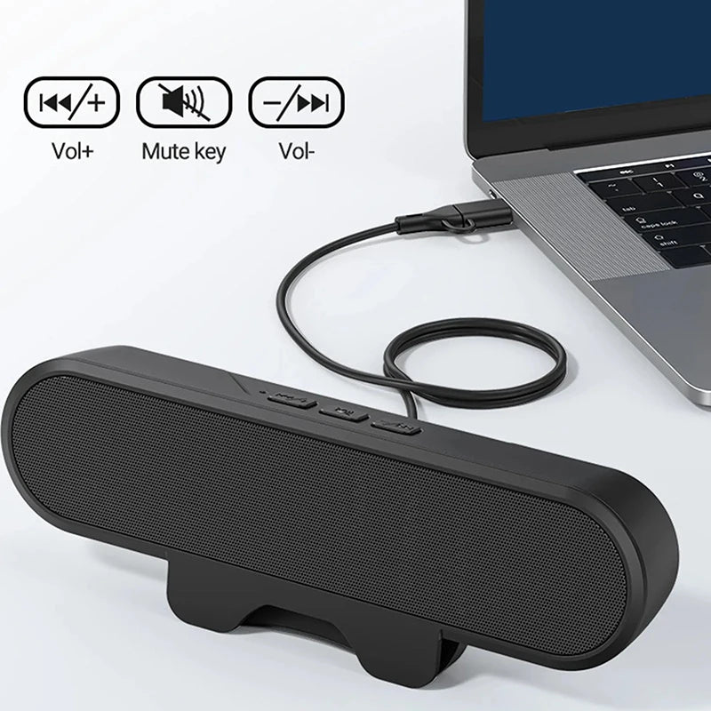 Mini Barra de Sonido Portátil con Clip, USB, Cableada, para Computadora, TV, PC, Laptop, Escritorio, Subwoofer, Caja de Sonido, Música, Caixa De Som, Bocina, Coluna