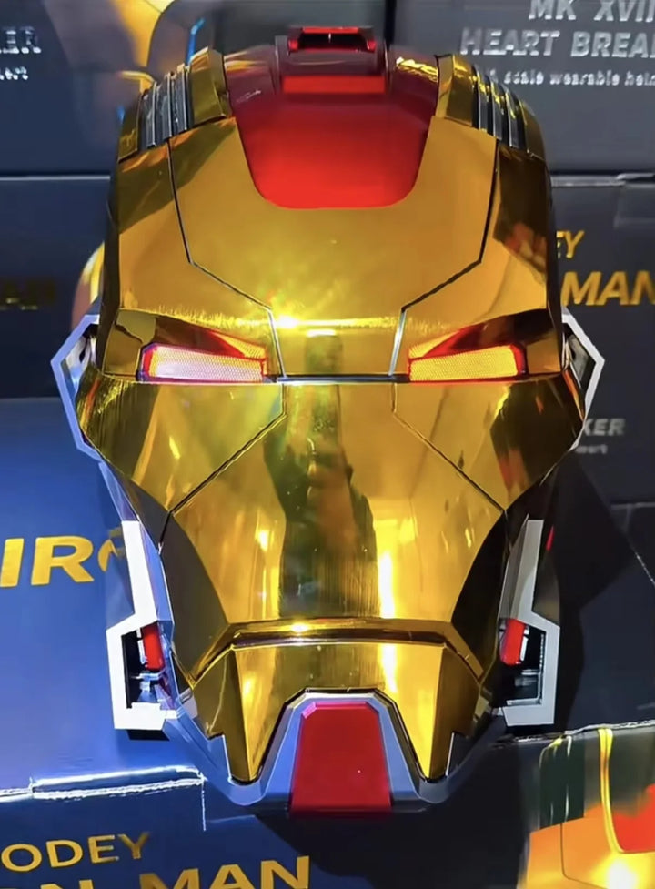Casco Mecha Iron Man Mk17 Mk5 Pro Max con Control Remoto por Voz, Accesorio de Cosplay para Niños, Decoración Navideña, Regalo de Cumpleaños