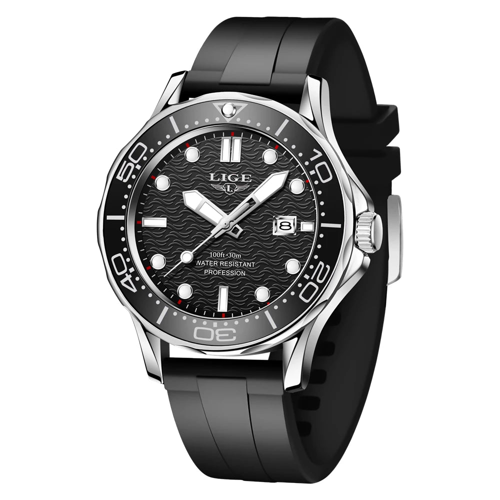 Reloj de hombre de negocios LIGE 2026, reloj de buceo de lujo de marca superior para hombre, reloj deportivo con fecha impermeable, Relogio Masculino + caja