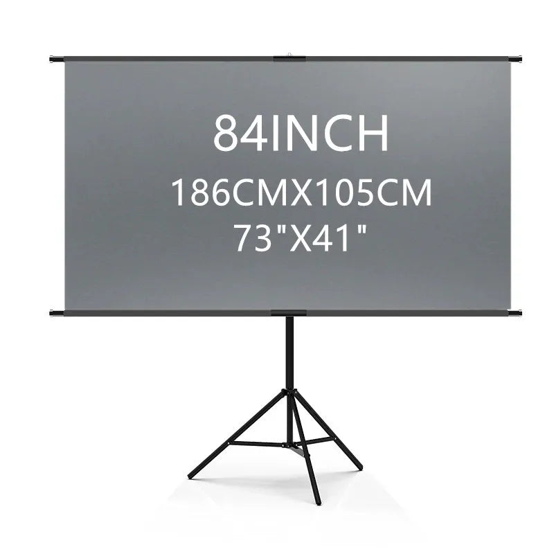 Pantalla de proyector gris de 84 pulgadas con soporte trípode negro