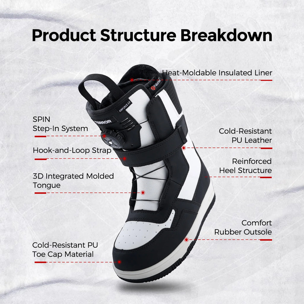 Botas de Snowboard TERROR AIR FASTEC 2.0 con Dial de Giro Único, Flexibilidad Media, para Todo Tipo de Montaña y Estilo Libre, Termomoldeables, Cálidas
