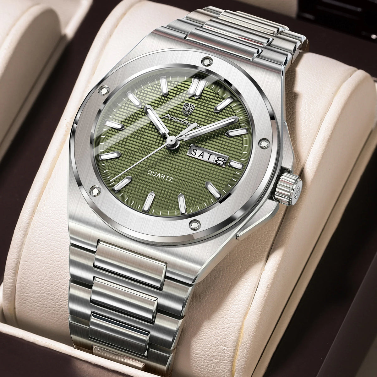 Reloj de moda para hombre POEDAGAR, resistente al agua, luminoso, con fecha y día, elegante, de acero inoxidable, reloj de cuarzo de alta calidad para hombre