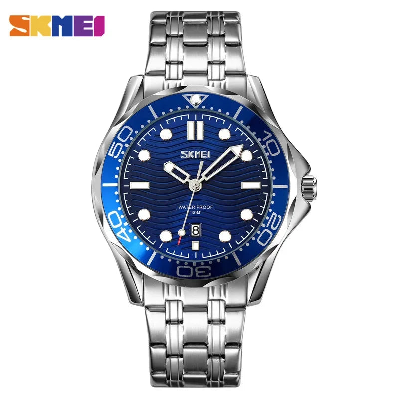 Reloj de pulsera SKMEI 9276 con esfera de textura tridimensional, reloj de moda con fecha y hora para hombre, movimiento de cuarzo japonés