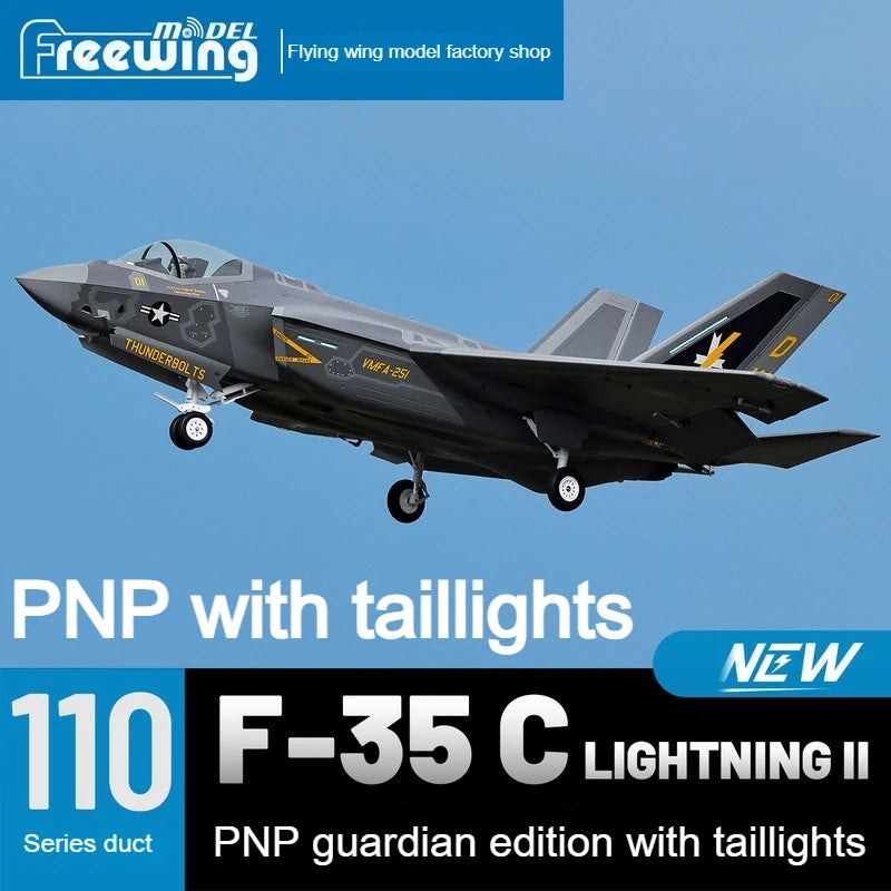 Avión RC Freewing F-35 C Lightning II de 110 cm de envergadura, ala fija eléctrica con ventilador canalizado de 110 mm, modelo de caza F-35C