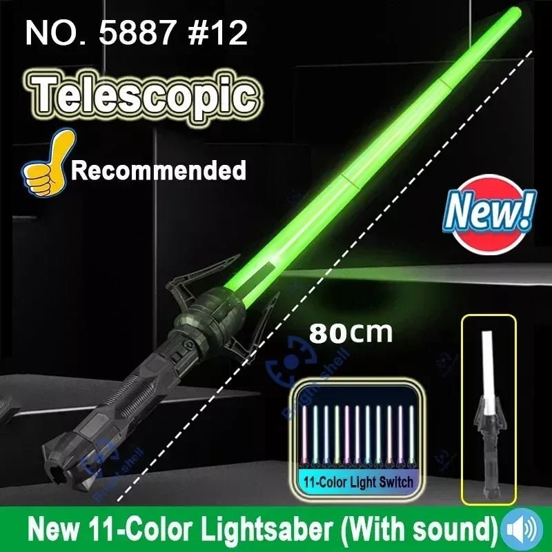 Sable de luz de 80 cm, juguete de espada láser RGB, sable de luz con 7 colores intercambiables, juguete telescópico Force FX FOC con efectos de sonido, espada Jedi para niños, regalo para niños