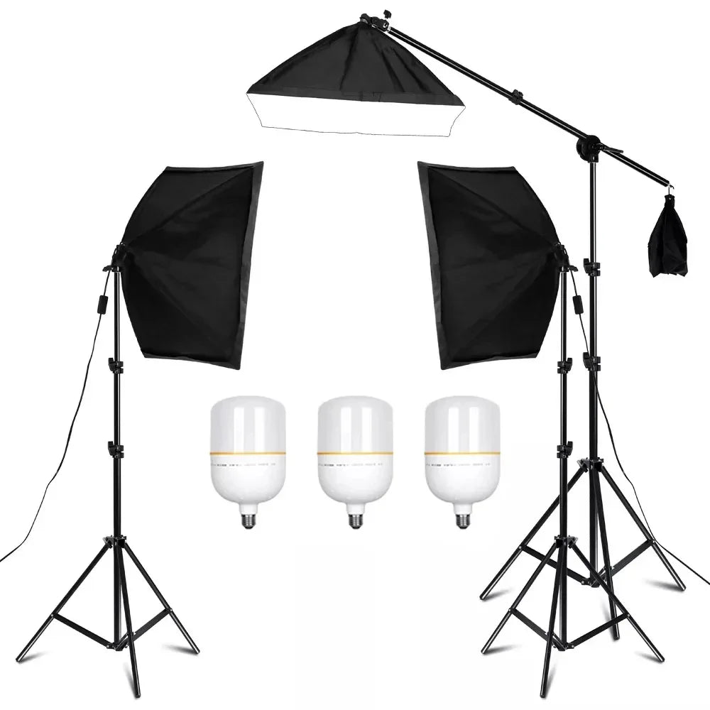 SH 1pc-3Pcs Kit de Iluminación Softbox para Fotografía 50x70CM, Sistema de Luz Profesional con Bombillas Fotográficas E27 para Estudio Fotográfico