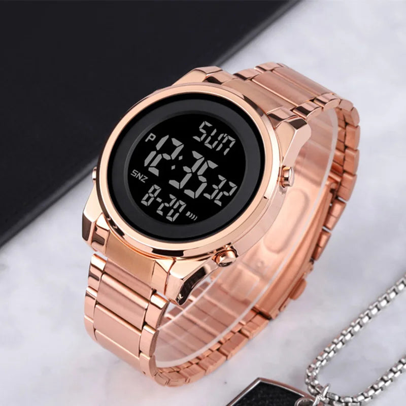 Reloj digital deportivo SKMEI de lujo para hombre, resistente al agua, de acero inoxidable, reloj de pulsera electrónico para caballero, modelo 1611