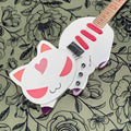 Guitarra eléctrica con forma de gato kawaii, guitarra con incrustaciones en forma de corazón en el diapasón de arce, guitarra eléctrica para principiantes