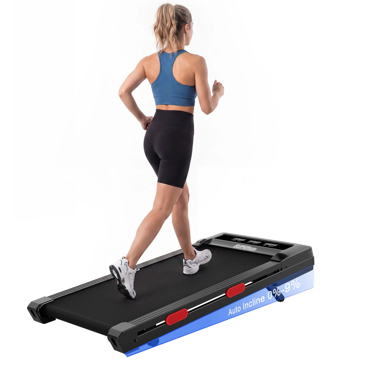 Caminadora con Inclinación, Motor Potente de 3.0HP con Capacidad para 300lbs, Caminadora Silenciosa con Absorción de Impactos de 1-6km/h para el Hogar