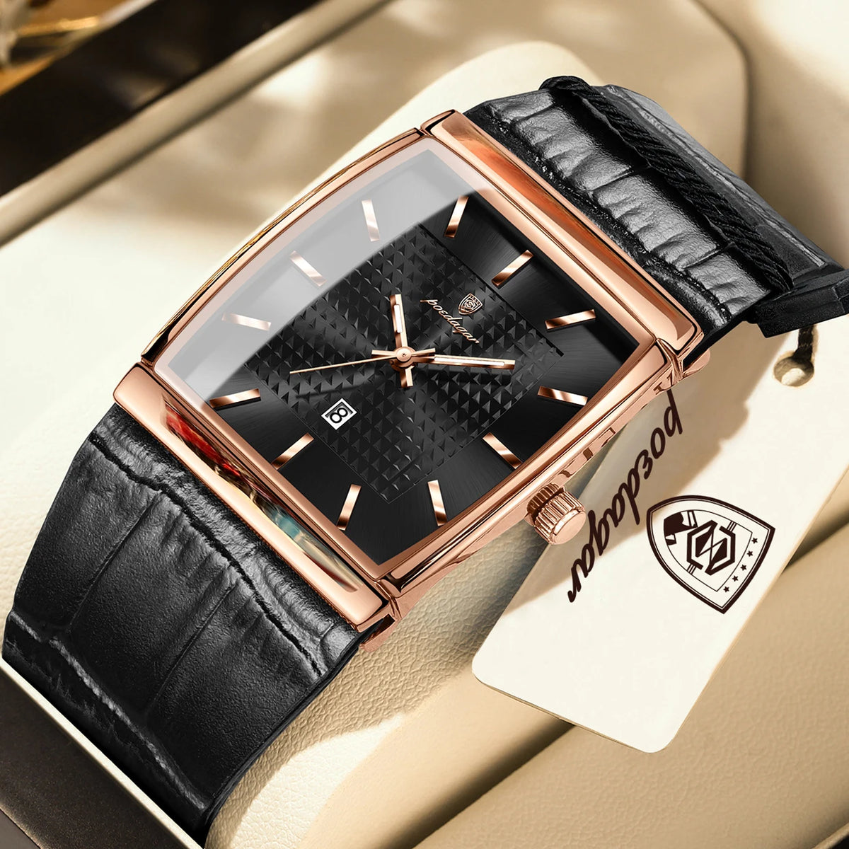 Reloj de pulsera para hombre POEDAGAR de alta calidad, estilo ejecutivo, con fecha, resistente al agua, luminoso y de cuarzo con correa de piel.