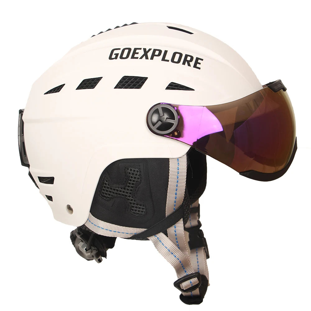 Goexplore casco de Snowboard con visera para adultos, casco de seguridad ultraligero para esquí al aire libre, monopatín para nieve, unisex
