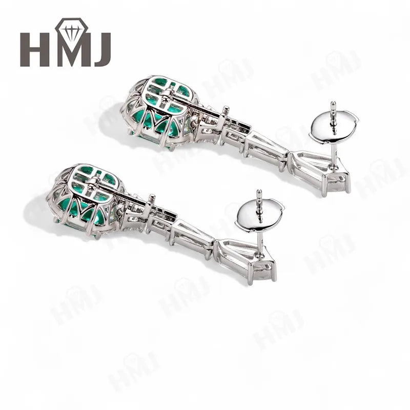 Pendientes Personalizados con Esmeralda/Rubí/Zafiro de Laboratorio Cultivado en Colombia, Joyería Fina de 10K/14K/18K, Regalos para Ella en Aniversario o Día de la Madre