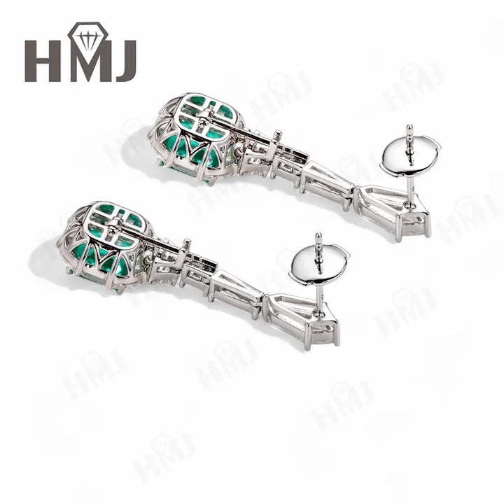 Pendientes Personalizados con Esmeralda/Rubí/Zafiro de Laboratorio Cultivado en Colombia, Joyería Fina de 10K/14K/18K, Regalos para Ella en Aniversario o Día de la Madre