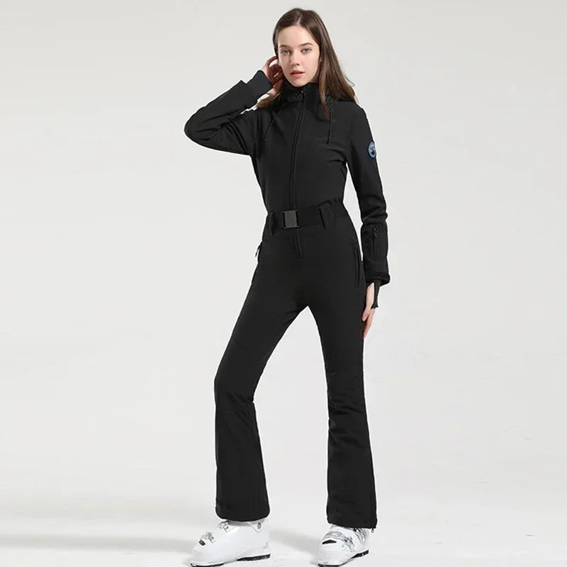 Traje de esquí ajustado para mujer, mono Cálido impermeable a prueba de viento, conjunto de esquí de una pieza, ropa de invierno, chaqueta de Snowboard, monos, 2025