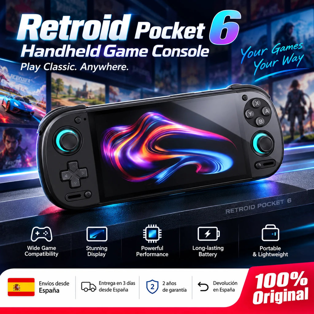 Consola de Juegos Portátil Android Retroid Pocket 6 RP5, Pantalla AMOLED de 5.5 Pulgadas 1080P 120Hz, Batería de 6000mAh, 8 Gen 2 y Gatillos con Efecto Hall