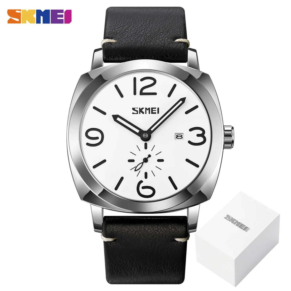 Reloj de pulsera de cuarzo para hombre SKMEI 9305, marca de lujo con correa de cuero auténtico, sencillo, con fecha y hora, reloj deportivo para hombre